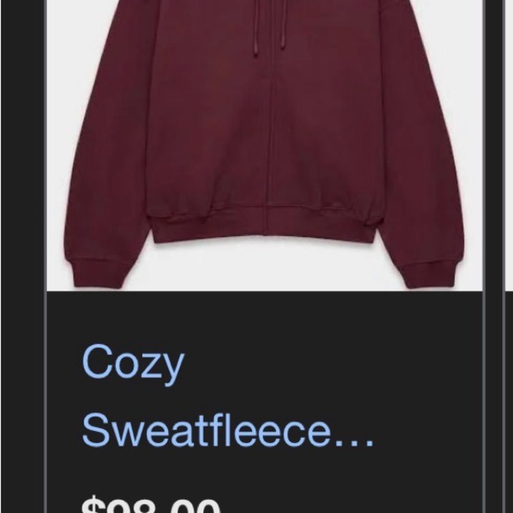 New Aritzia Burgundy Sweatfleece Sweater and pants